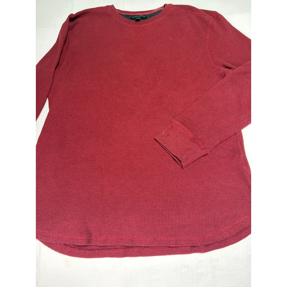 Banana Republic Mens XL Waffle Knit Thermal Long Sleeve Shirt Burgundy Red